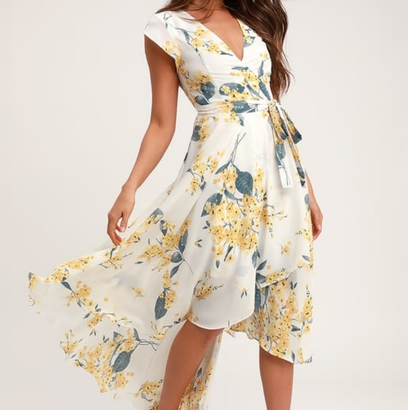 Lulus Dresses & Skirts - 🚫Sold🚫Lulus French Countryside White and Yellow Floral Print High-Low Dress